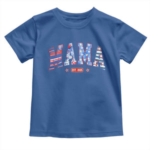 American Mama Est 2025 Toddler T Shirt 4th of July Pregnancy Reveal TS10 Royal Blue Print Your Wear