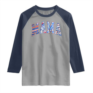American Mama Raglan Shirt 4th of July TS10 Sport Gray Navy Print Your Wear
