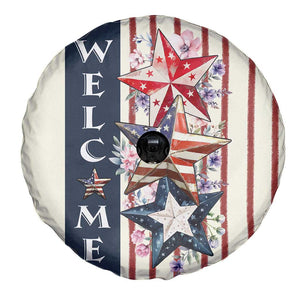 American Patriotic Welcome Spare Tire Cover US Flag Red White & Blue Stars Rustic 4th of July TS02 Print Your Wear