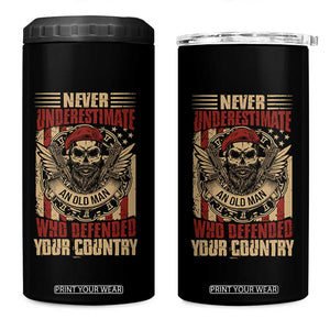American Veteran 4 in 1 Can Cooler Tumbler Never Underestimate An Old Man Who Defended Your Country TS02 One Size: 16 oz Black Print Your Wear