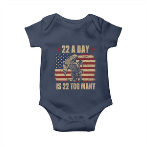 American Veteran Baby Onesie 22 A Day Is 22 Too Many Veteran Lives Matter TS02 Navy Print Your Wear