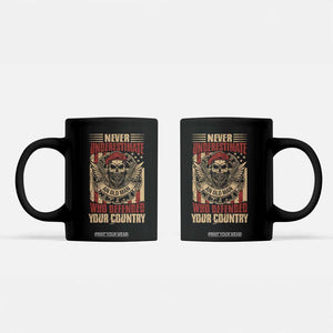 American Veteran Coffee Mug Never Underestimate An Old Man Who Defended Your Country TS02 Black Print Your Wear