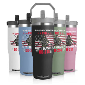 American Veteran Flip Straw Tumbler I May Not Have A PhD But Have A DD-214 US Bald Eagle TS02 Print Your Wear