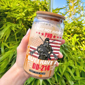 American Veteran Glass Can I May Not Have A PhD But Have A DD-214 US Bald Eagle TS02 Print Your Wear
