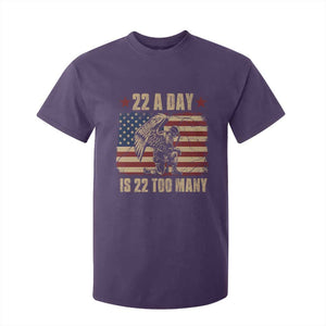 American Veteran T Shirt For Kid 22 A Day Is 22 Too Many Veteran Lives Matter TS02 Purple Print Your Wear