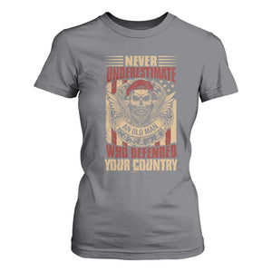 American Veteran T Shirt For Women Never Underestimate An Old Man Who Defended Your Country TS02 Charcoal Print Your Wear