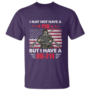 American Veteran T Shirt I May Not Have A PhD But Have A DD-214 US Bald Eagle TS02 Purple Print Your Wear
