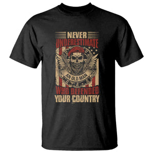 American Veteran T Shirt Never Underestimate An Old Man Who Defended Your Country TS02 Black Print Your Wear