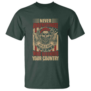 American Veteran T Shirt Never Underestimate An Old Man Who Defended Your Country TS02 Dark Forest Green Print Your Wear
