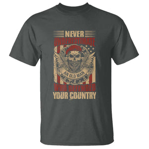 American Veteran T Shirt Never Underestimate An Old Man Who Defended Your Country TS02 Dark Heather Print Your Wear