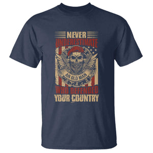 American Veteran T Shirt Never Underestimate An Old Man Who Defended Your Country TS02 Navy Print Your Wear