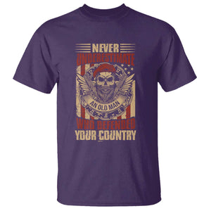 American Veteran T Shirt Never Underestimate An Old Man Who Defended Your Country TS02 Purple Print Your Wear