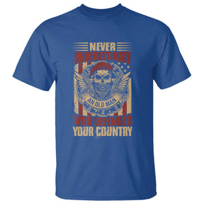 American Veteran T Shirt Never Underestimate An Old Man Who Defended Your Country TS02 Royal Blue Print Your Wear