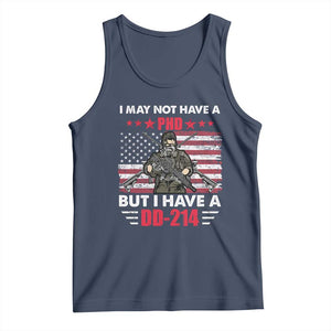 American Veteran Tank Top I May Not Have A PhD But Have A DD-214 US Bald Eagle TS02 Navy Print Your Wear