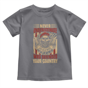 American Veteran Toddler T Shirt Never Underestimate An Old Man Who Defended Your Country TS02 Charcoal Print Your Wear