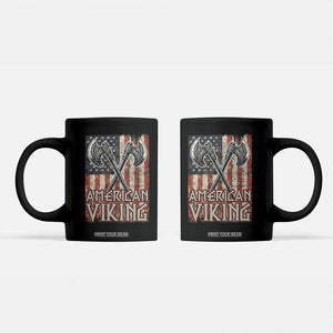 American Viking Coffee Mug American Flag Axe Norse Mythology TS09 Black Print Your Wear