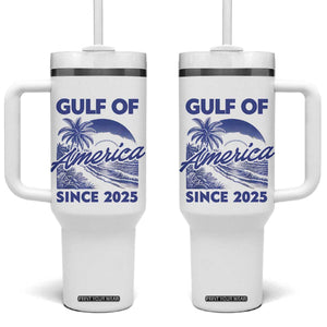 America's Gulf Tumbler With Handle Since 2025 Trump Mexico Vintage Summer Beach Vibes TS10 One Size: 40 oz White Print Your Wear