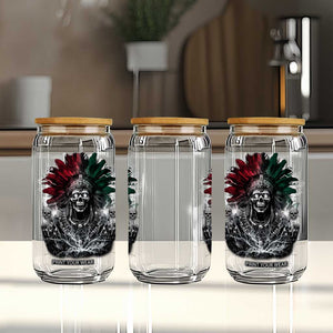 Ancient Aztec King Glass Can Calabera Azteca Mexican Skull Skeleton TS10 Print Your Wear