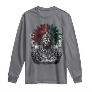 Ancient Aztec King Long Sleeve Shirt Calabera Azteca Mexican Skull Skeleton TS10 Charcoal Print Your Wear