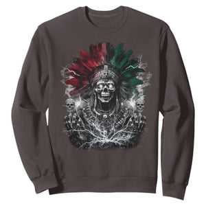 Ancient Aztec King Sweatshirt Calabera Azteca Mexican Skull Skeleton TS10 Dark Chocolate Print Your Wear
