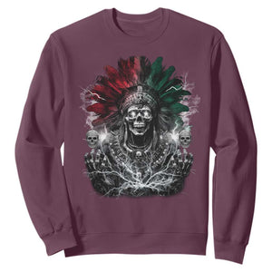 Ancient Aztec King Sweatshirt Calabera Azteca Mexican Skull Skeleton TS10 Maroon Print Your Wear