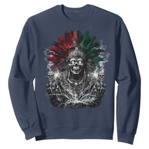 Ancient Aztec King Sweatshirt Calabera Azteca Mexican Skull Skeleton TS10 Navy Print Your Wear