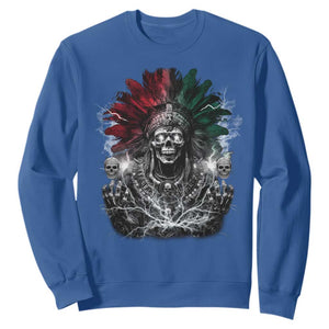 Ancient Aztec King Sweatshirt Calabera Azteca Mexican Skull Skeleton TS10 Royal Blue Print Your Wear