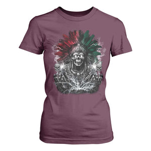 Ancient Aztec King T Shirt For Women Calabera Azteca Mexican Skull Skeleton TS10 Maroon Print Your Wear
