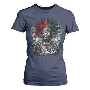 Ancient Aztec King T Shirt For Women Calabera Azteca Mexican Skull Skeleton TS10 Navy Print Your Wear