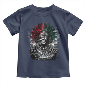 Ancient Aztec King Toddler T Shirt Calabera Azteca Mexican Skull Skeleton TS10 Navy Print Your Wear
