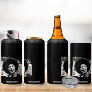 Angela Davis 4 in 1 Can Cooler Tumbler Raise Your Voice Revolutionary Power Liberation TS02 Print Your Wear