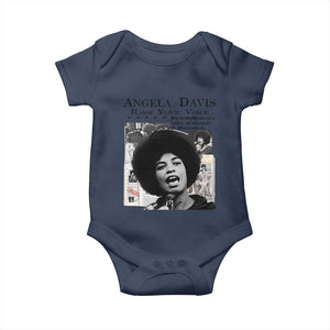 Angela Davis Baby Onesie Raise Your Voice Revolutionary Power Liberation TS02 Navy Print Your Wear