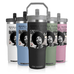 Angela Davis Flip Straw Tumbler Raise Your Voice Revolutionary Power Liberation TS02 Print Your Wear