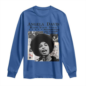 Angela Davis Long Sleeve Shirt Raise Your Voice Revolutionary Power Liberation TS02 Royal Blue Print Your Wear