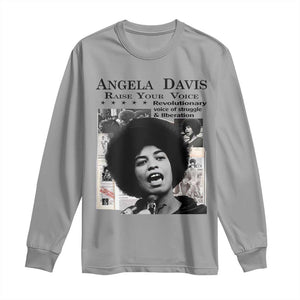 Angela Davis Long Sleeve Shirt Raise Your Voice Revolutionary Power Liberation TS02 Sport Gray Print Your Wear