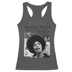 Angela Davis Racerback Tank Top Raise Your Voice Revolutionary Power Liberation TS02 Dark Heather Print Your Wear