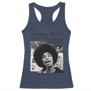 Angela Davis Racerback Tank Top Raise Your Voice Revolutionary Power Liberation TS02 Navy Print Your Wear
