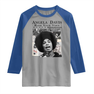 Angela Davis Raglan Shirt Raise Your Voice Revolutionary Power Liberation TS02 Sport Gray Royal Print Your Wear