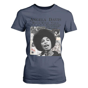 Angela Davis T Shirt For Women Raise Your Voice Revolutionary Power Liberation TS02 Navy Print Your Wear