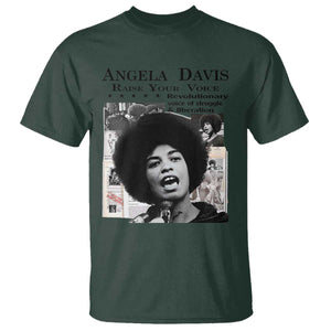 Angela Davis T Shirt Raise Your Voice Revolutionary Power Liberation TS02 Dark Forest Green Print Your Wear