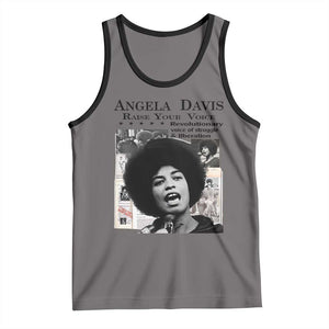 Angela Davis Tank Top Raise Your Voice Revolutionary Power Liberation TS02 Deep Heather Black Print Your Wear