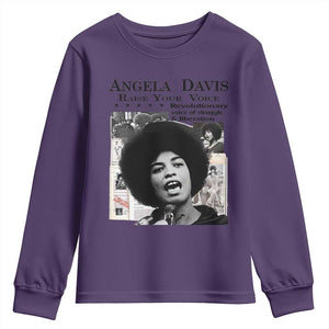 Angela Davis Youth Sweatshirt Raise Your Voice Revolutionary Power Liberation TS02 Purple Print Your Wear