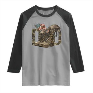 Army Military Dad Combat Boots American Flag Raglan Shirt TS11 Sport Gray Black Print Your Wear