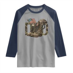 Army Military Dad Combat Boots American Flag Raglan Shirt TS11 Sport Gray Navy Print Your Wear