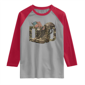 Army Military Dad Combat Boots American Flag Raglan Shirt TS11 Sport Gray Red Print Your Wear