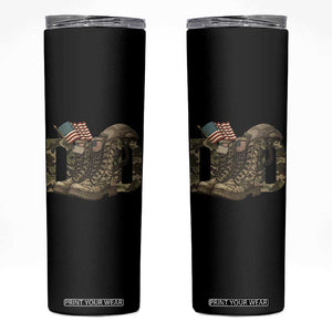 Army Military Dad Combat Boots American Flag Skinny Tumbler TS11 Black Print Your Wear