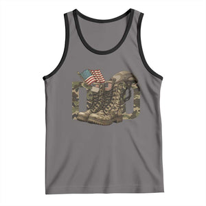 Army Military Dad Combat Boots American Flag Tank Top TS11 Deep Heather Black Print Your Wear