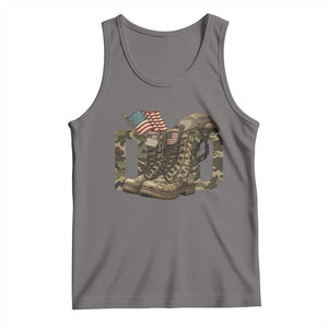 Army Military Dad Combat Boots American Flag Tank Top TS11 Deep Heather Print Your Wear