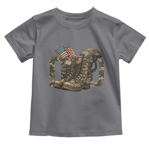 Army Military Dad Combat Boots American Flag Toddler T Shirt TS11 Charcoal Print Your Wear