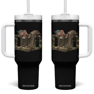 Army Military Dad Combat Boots American Flag Tumbler With Handle TS11 One Size: 40 oz Black Print Your Wear